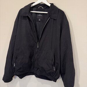 London Fog Black Zip-Up Windbreaker Jacket XL Men’s Lightweight Classic Casual